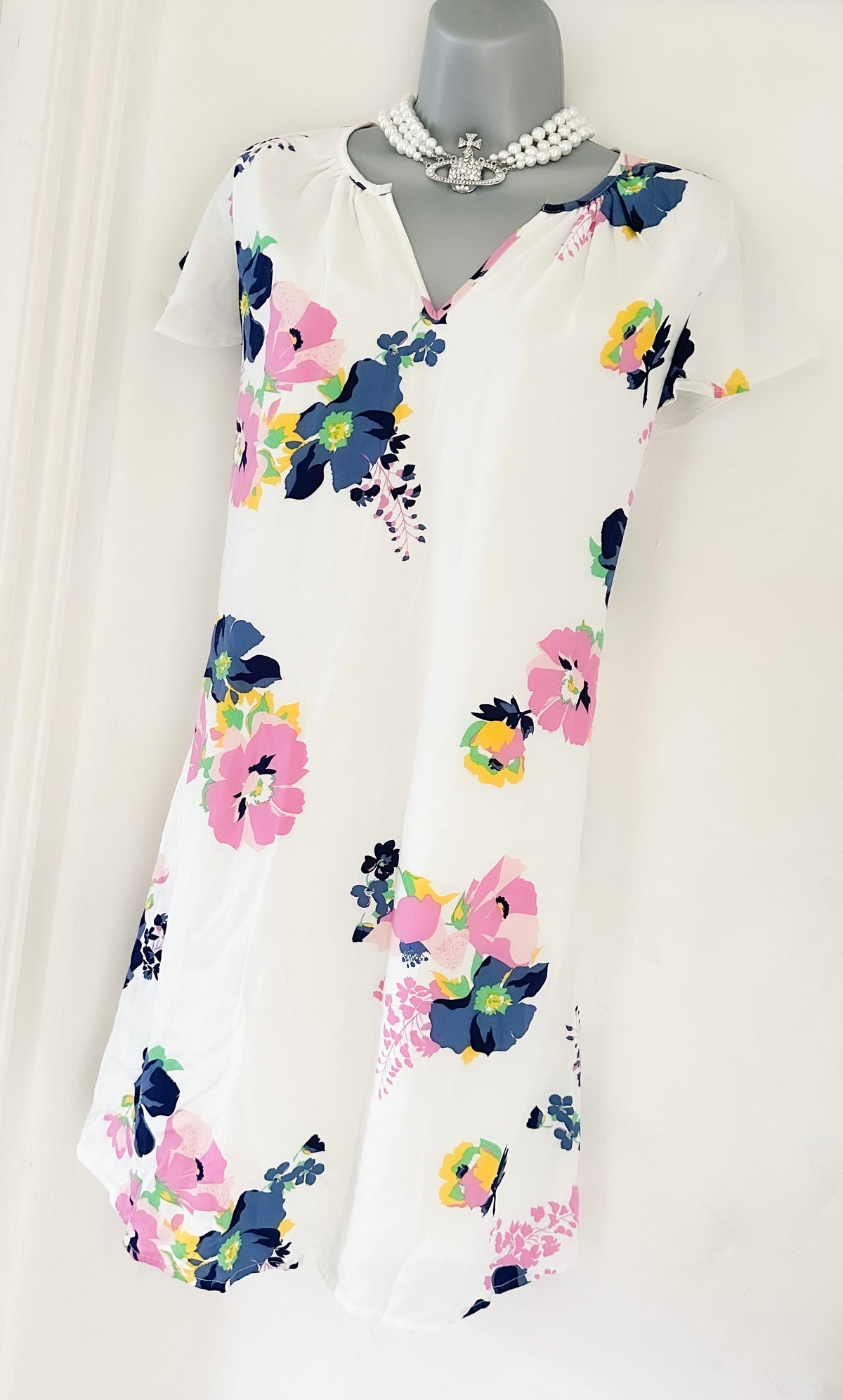 Bnwt Gap white floral relaxed summer short tunic dress size S (Uk 8-10)