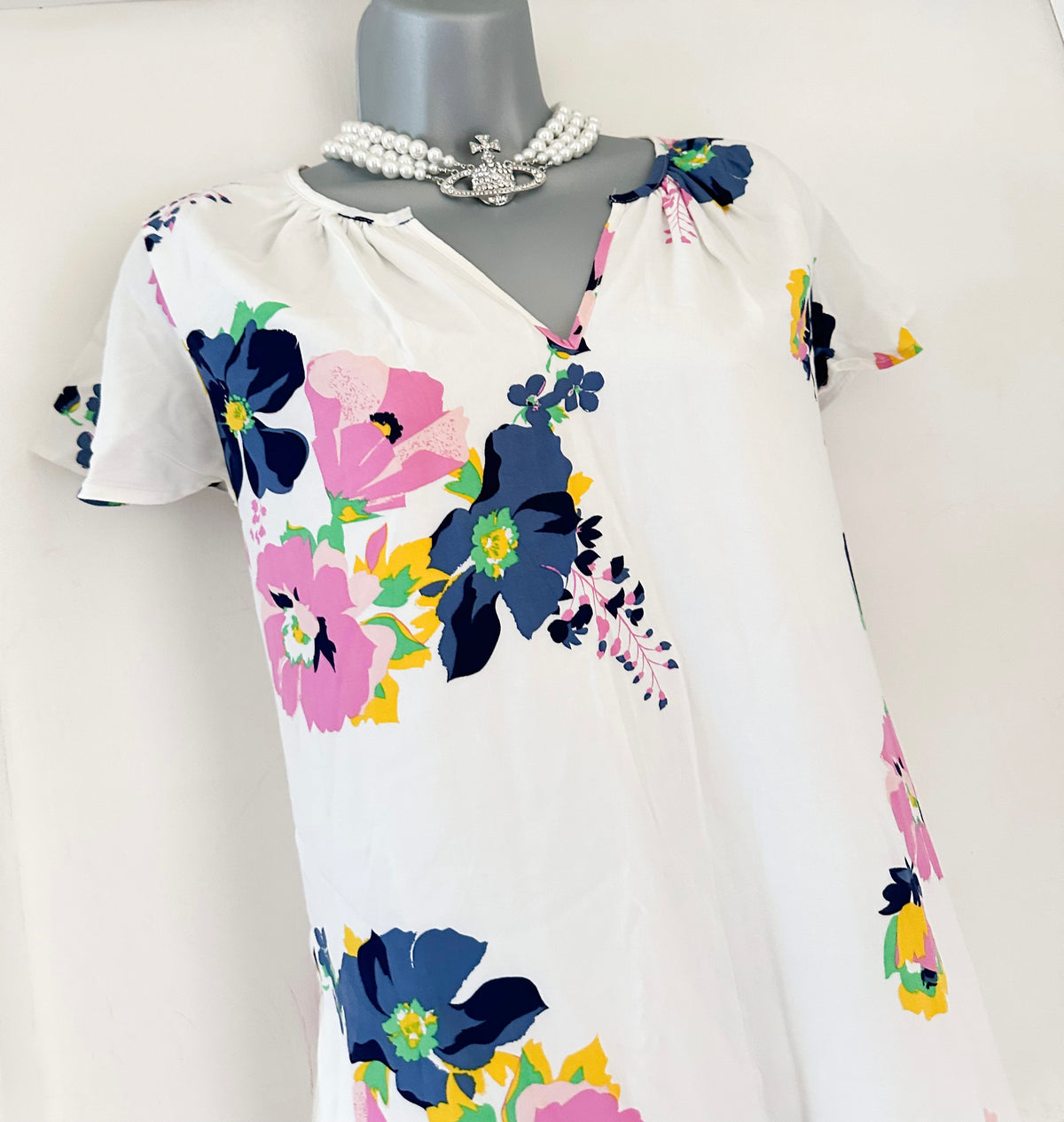 Bnwt Gap white floral relaxed summer short tunic dress size S (Uk 8-10)