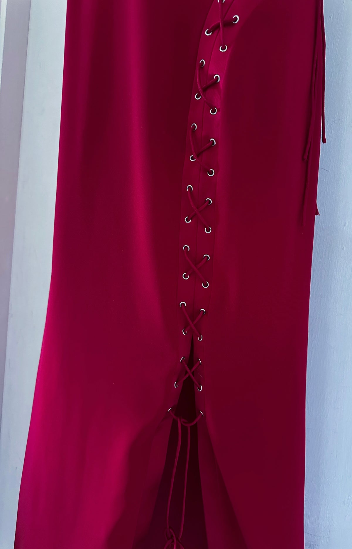 John Charles red one shoulder lace up formal occasion evening long maxi dress 12