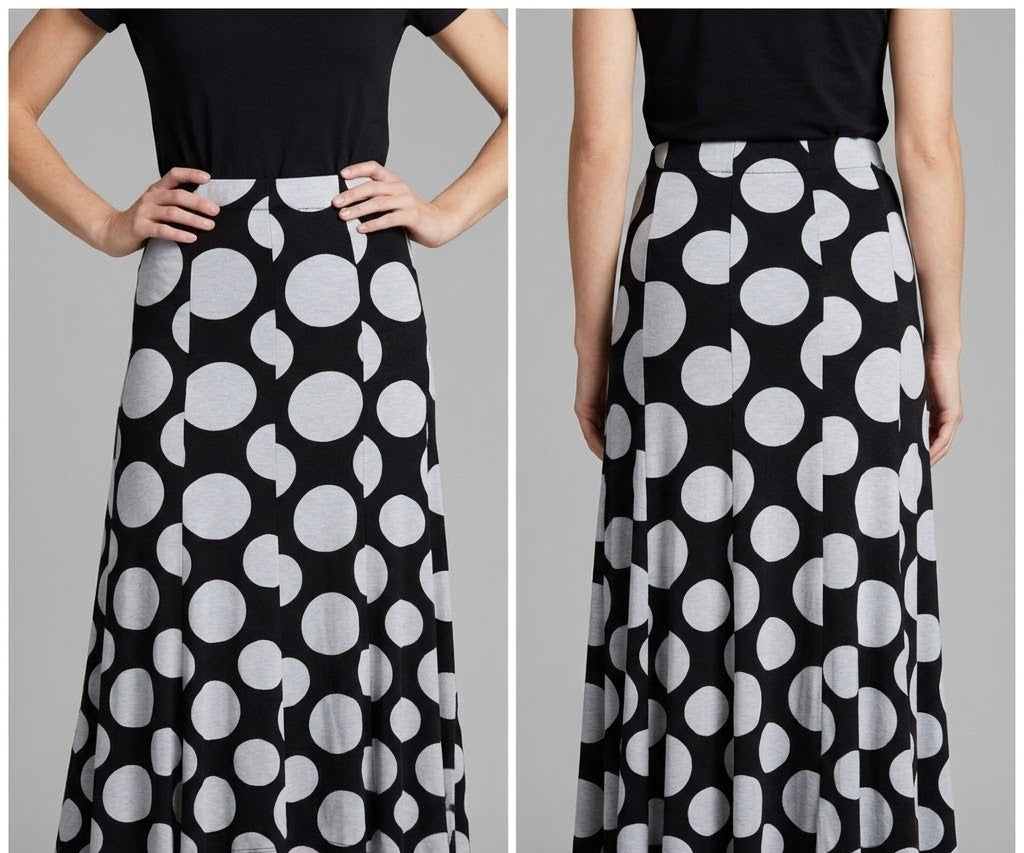 Per Una black/grey circle print autumnal casual smart workwear long skirt 12