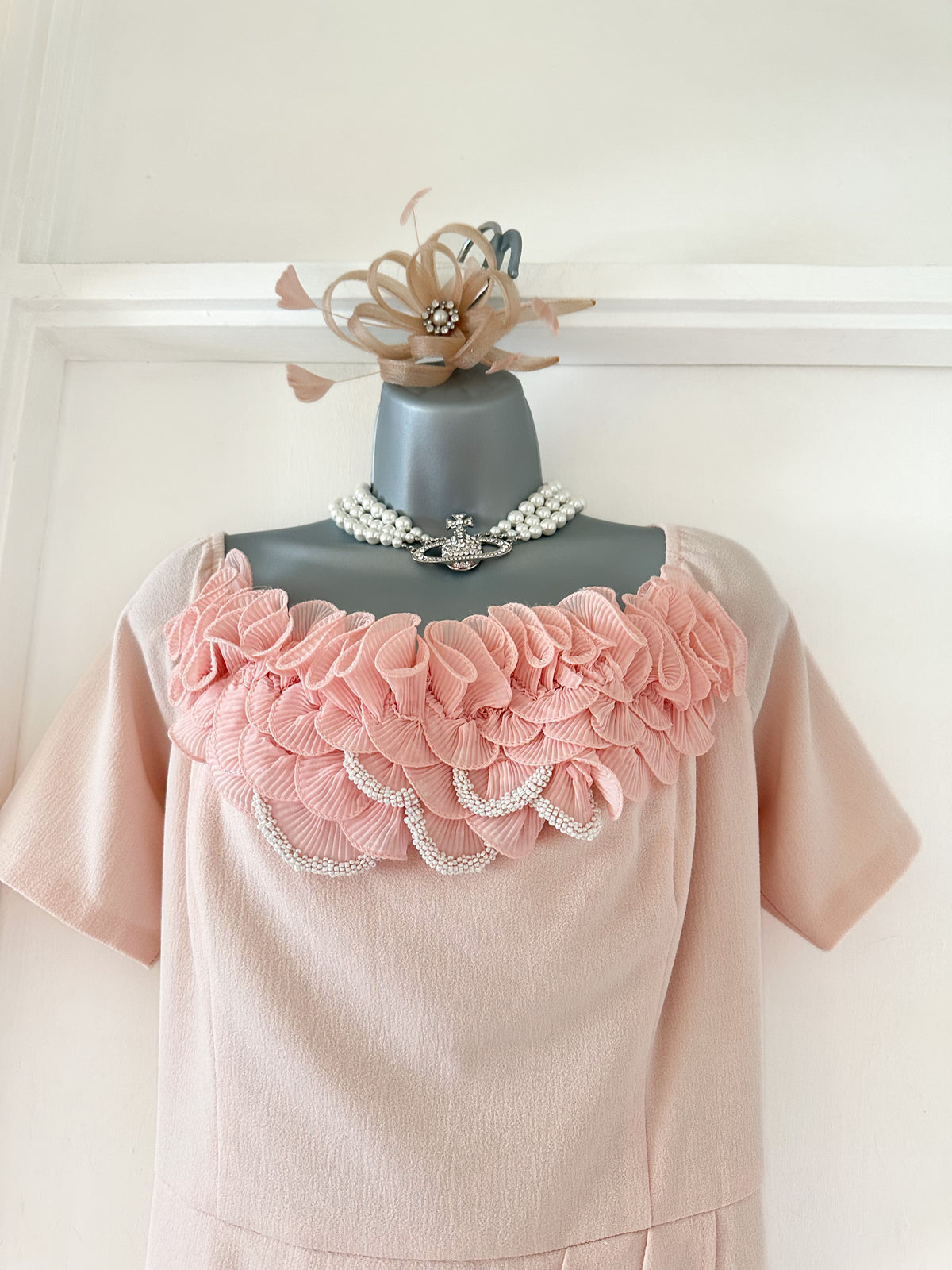 Kaleidoscope pale pink beaded detail ruffle wedding knee length Dress 18