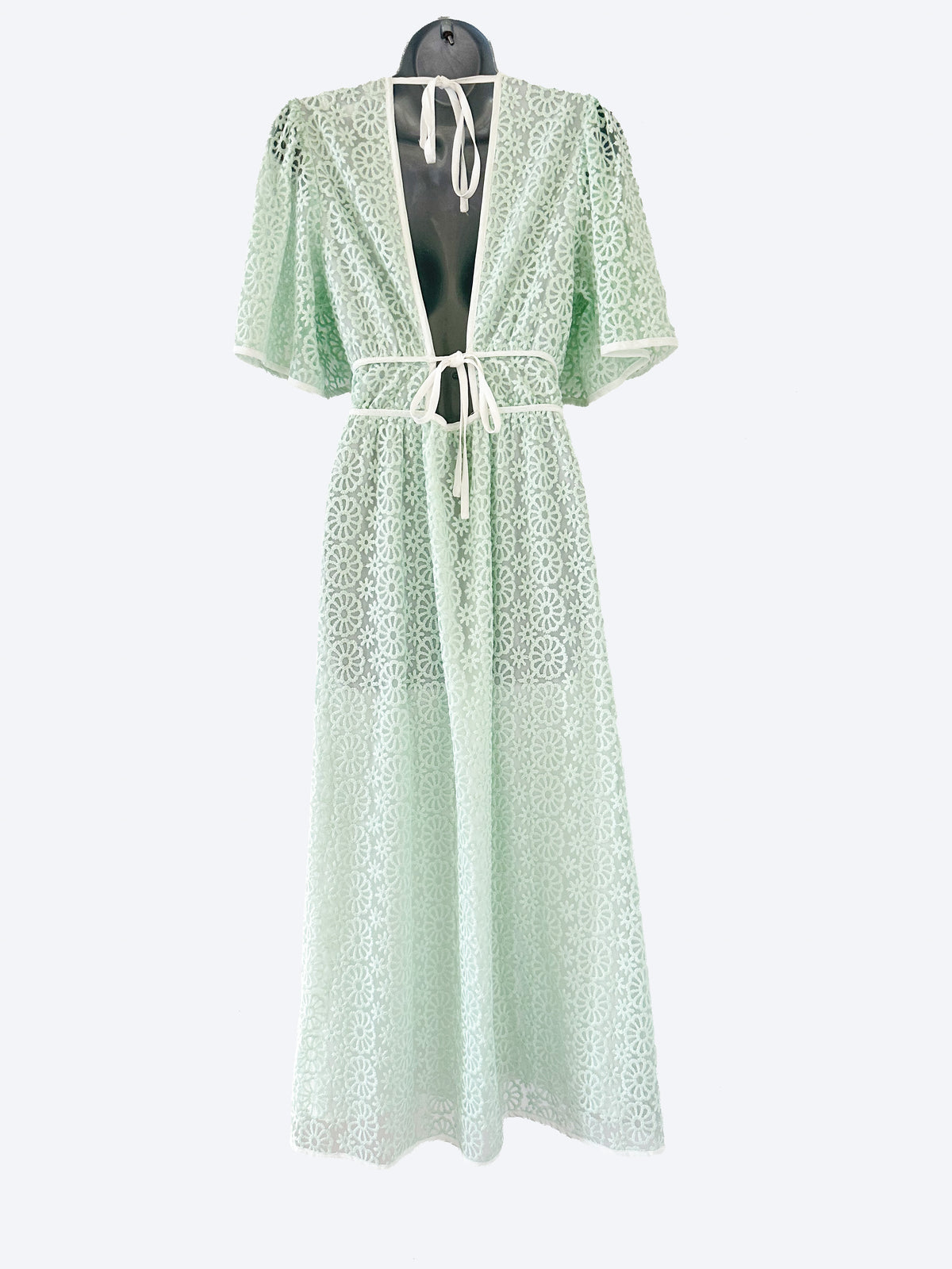 Bnwt labelrail x Olivia & Alice mint/white embroidery occasion long dress with back detail 14