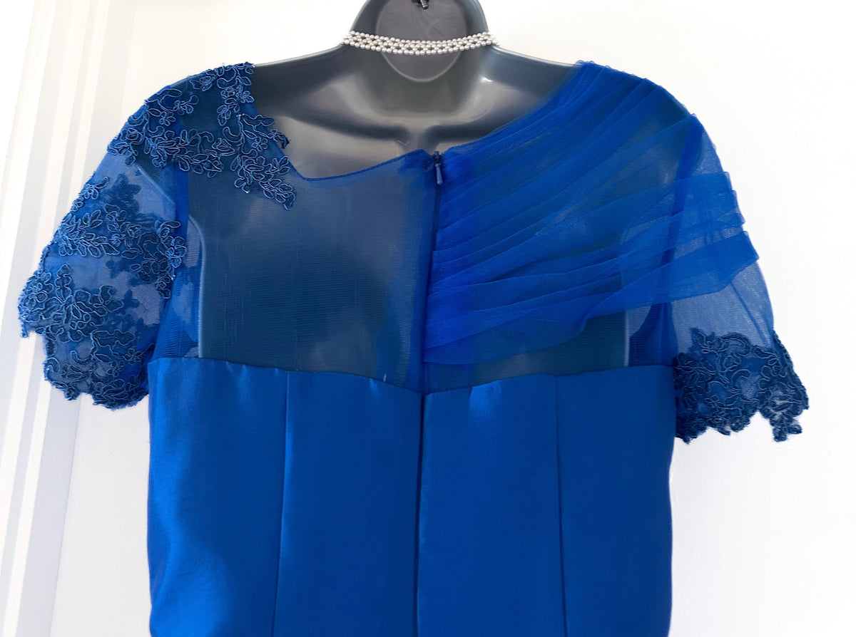 No label royal blue embroidered mother of the bride knee length occasion dress size 8