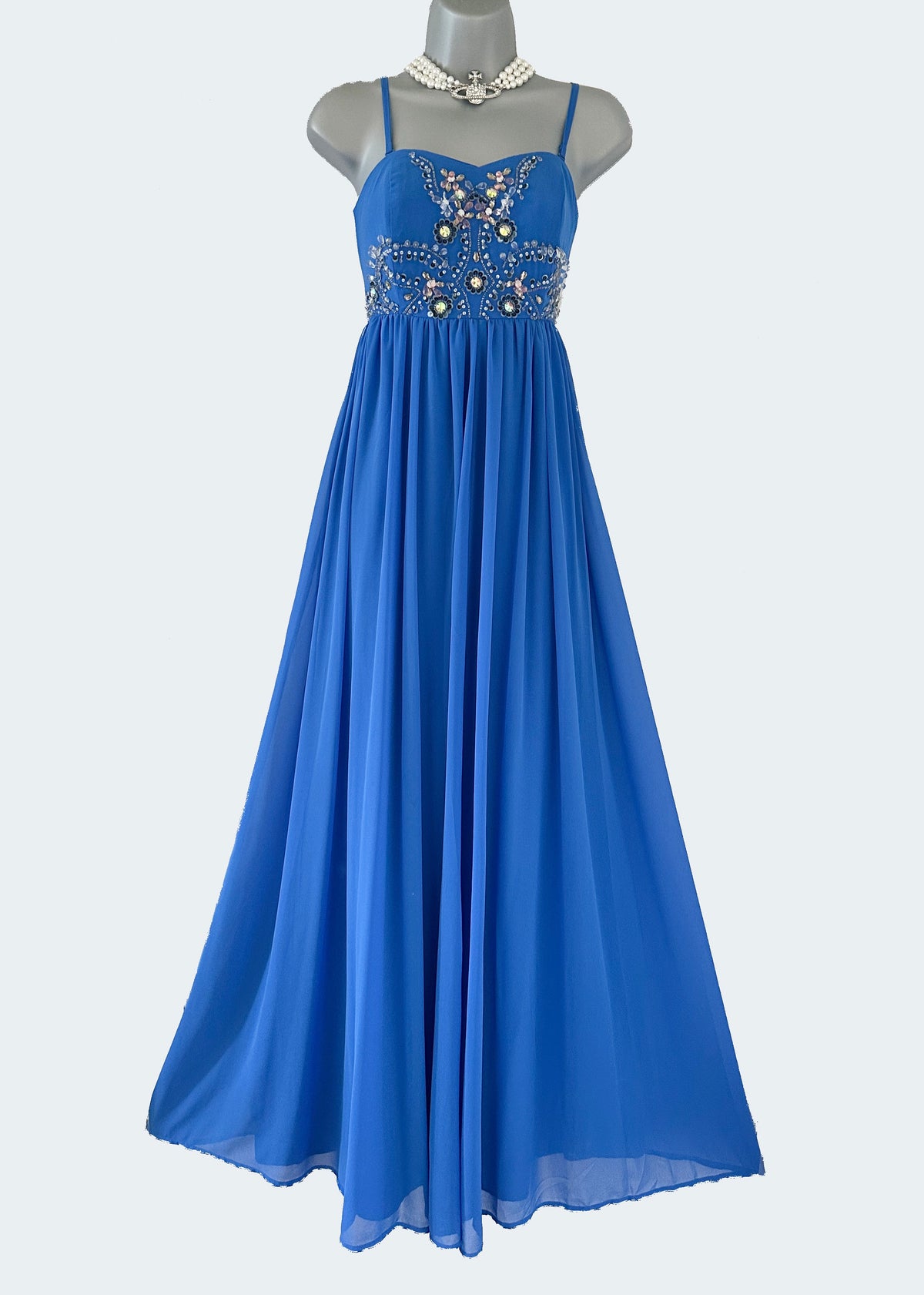 ASOS blue embellished wedding/prom/evening very long maxi dress size 12