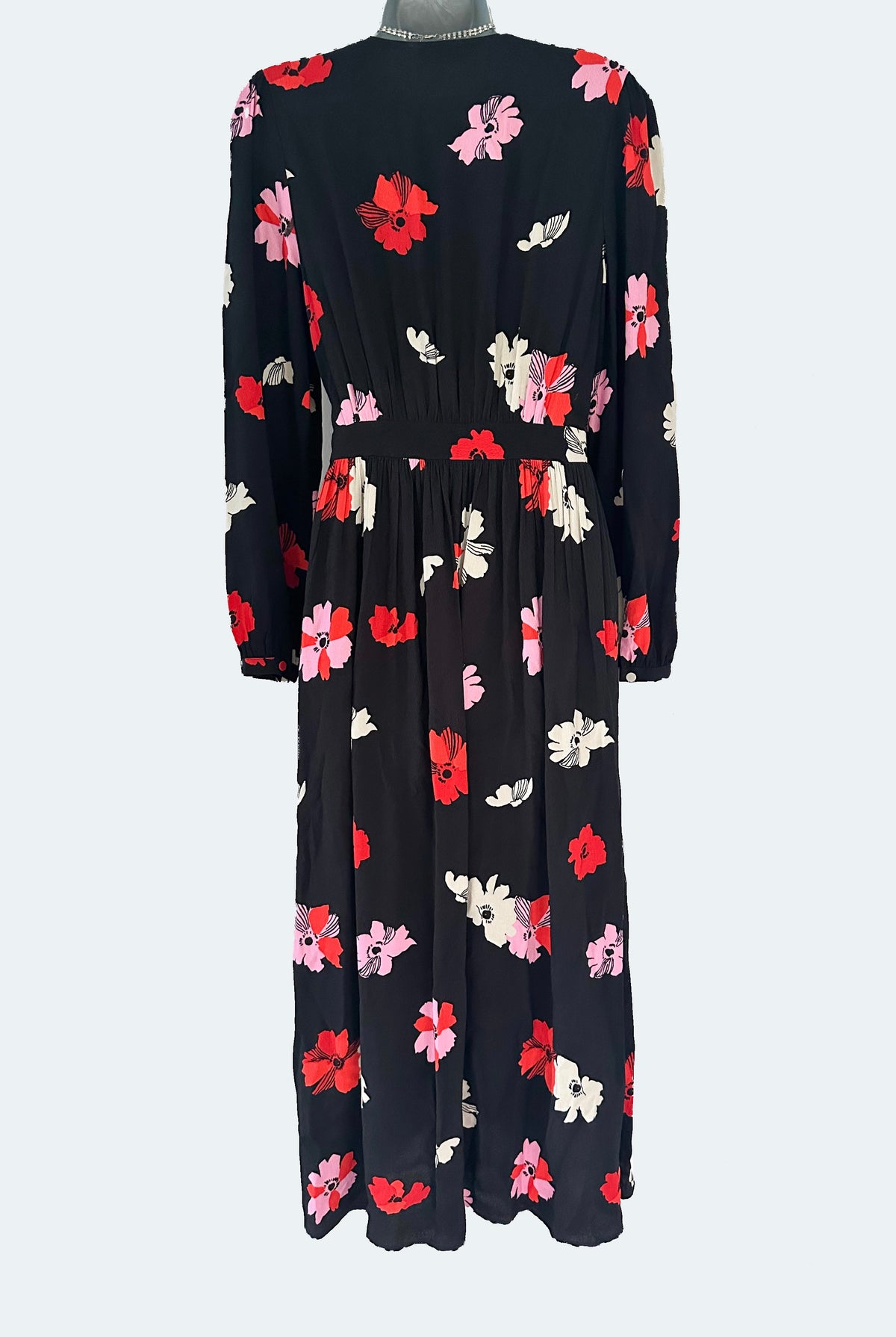 BNWT m&s collection black multi floral v-neck long dress size 8