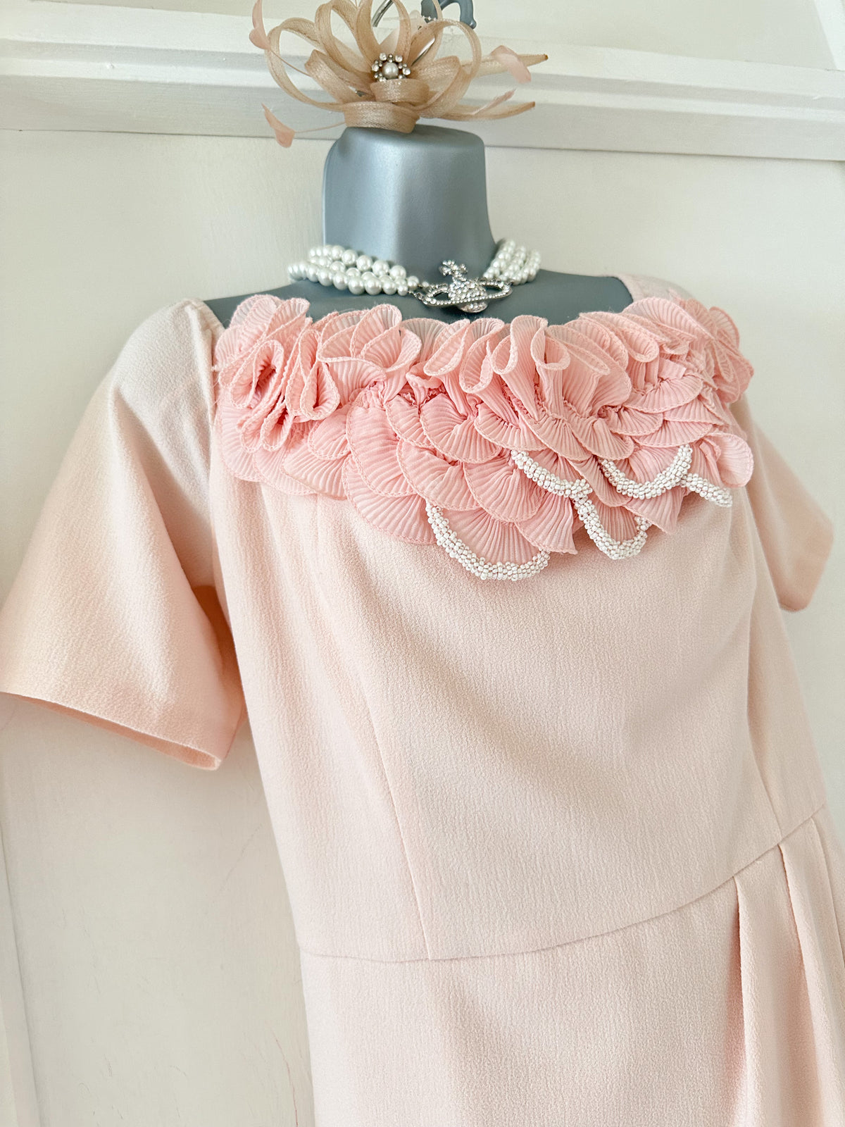 Kaleidoscope pale pink beaded detail ruffle wedding knee length Dress 18