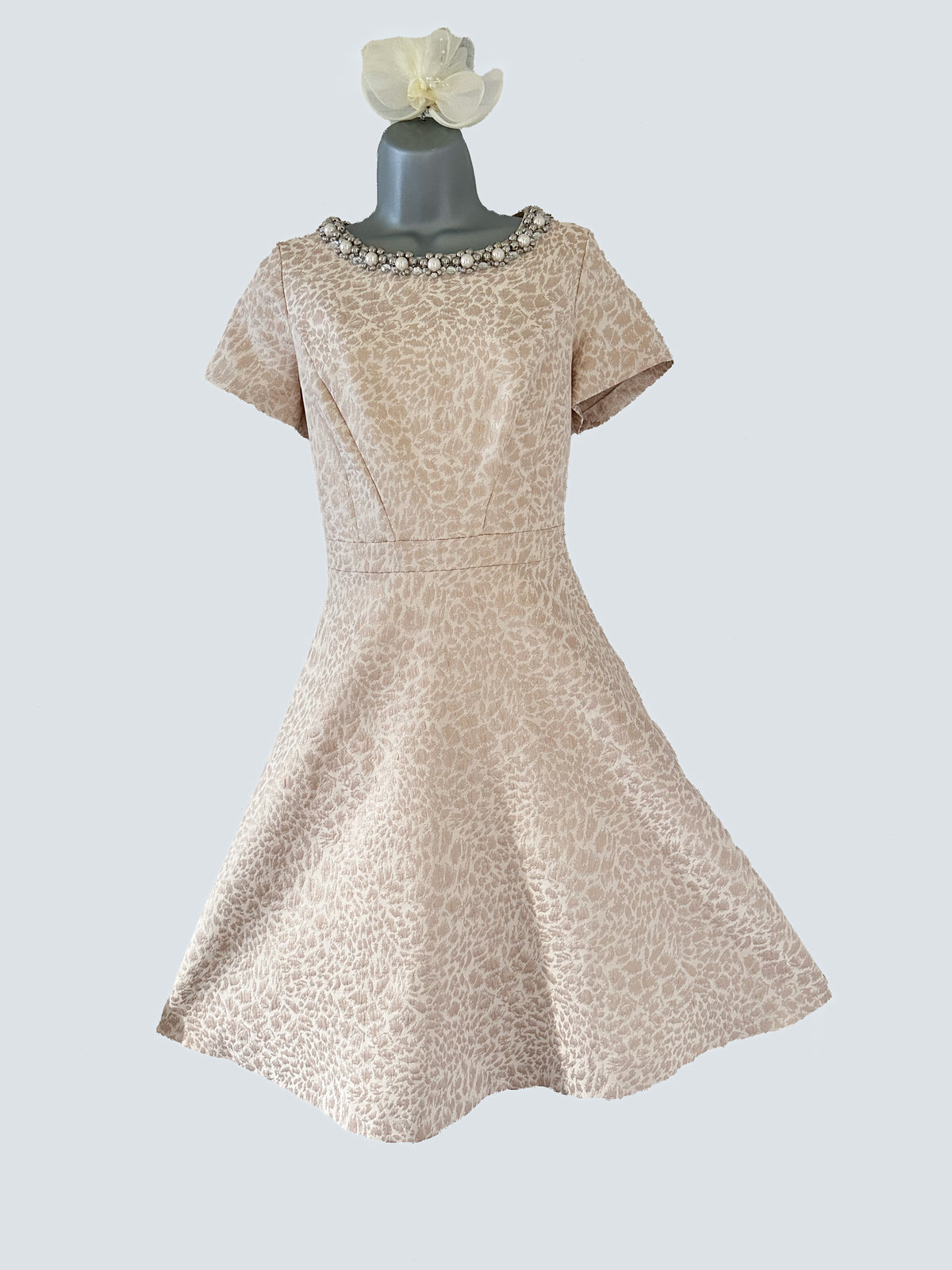 M&S Collection champagne beaded neckline mother of the bride a-line dress 16