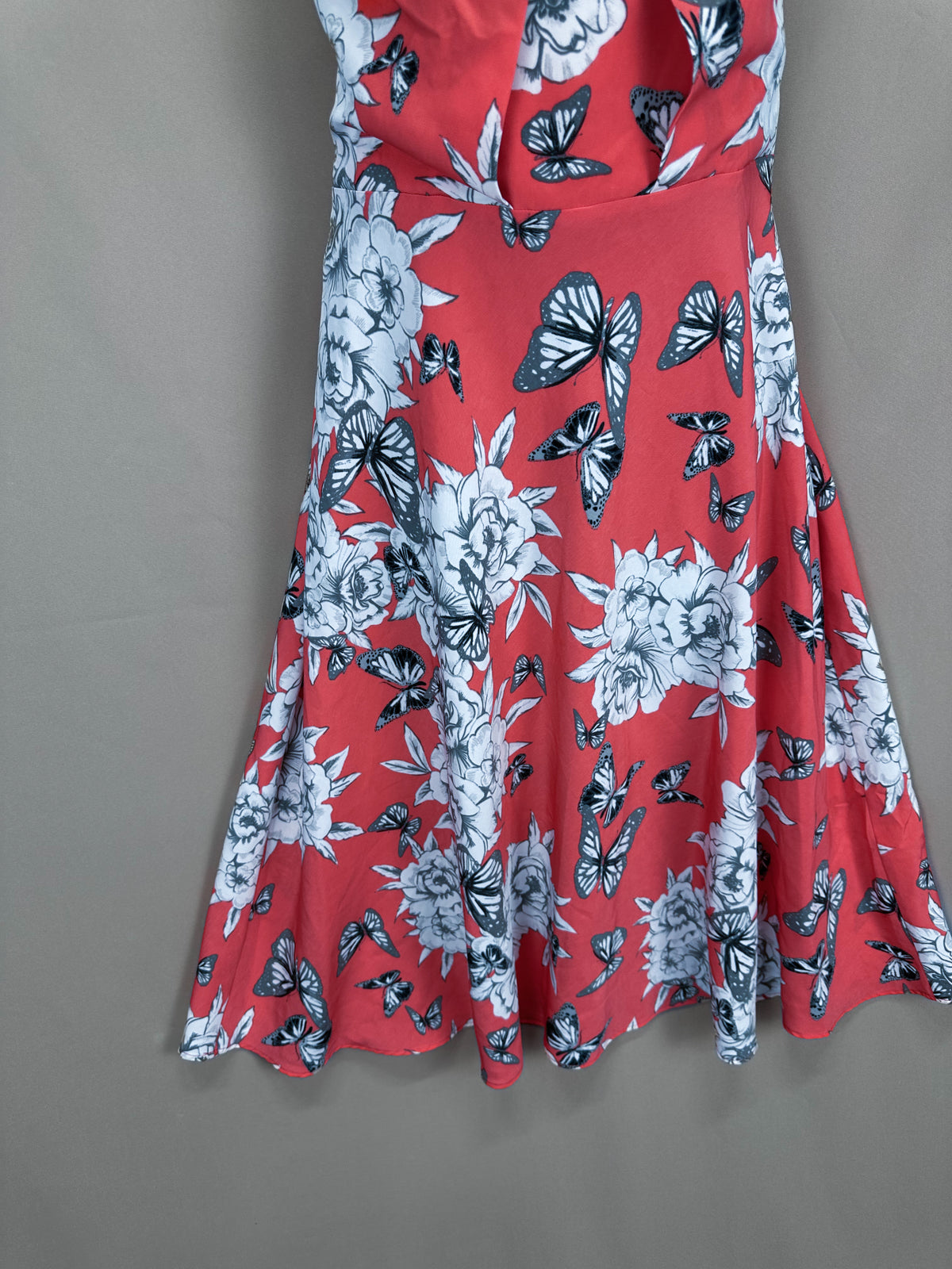 Papaya weekend dark peach multi floral a-line occasion midi dress size 12