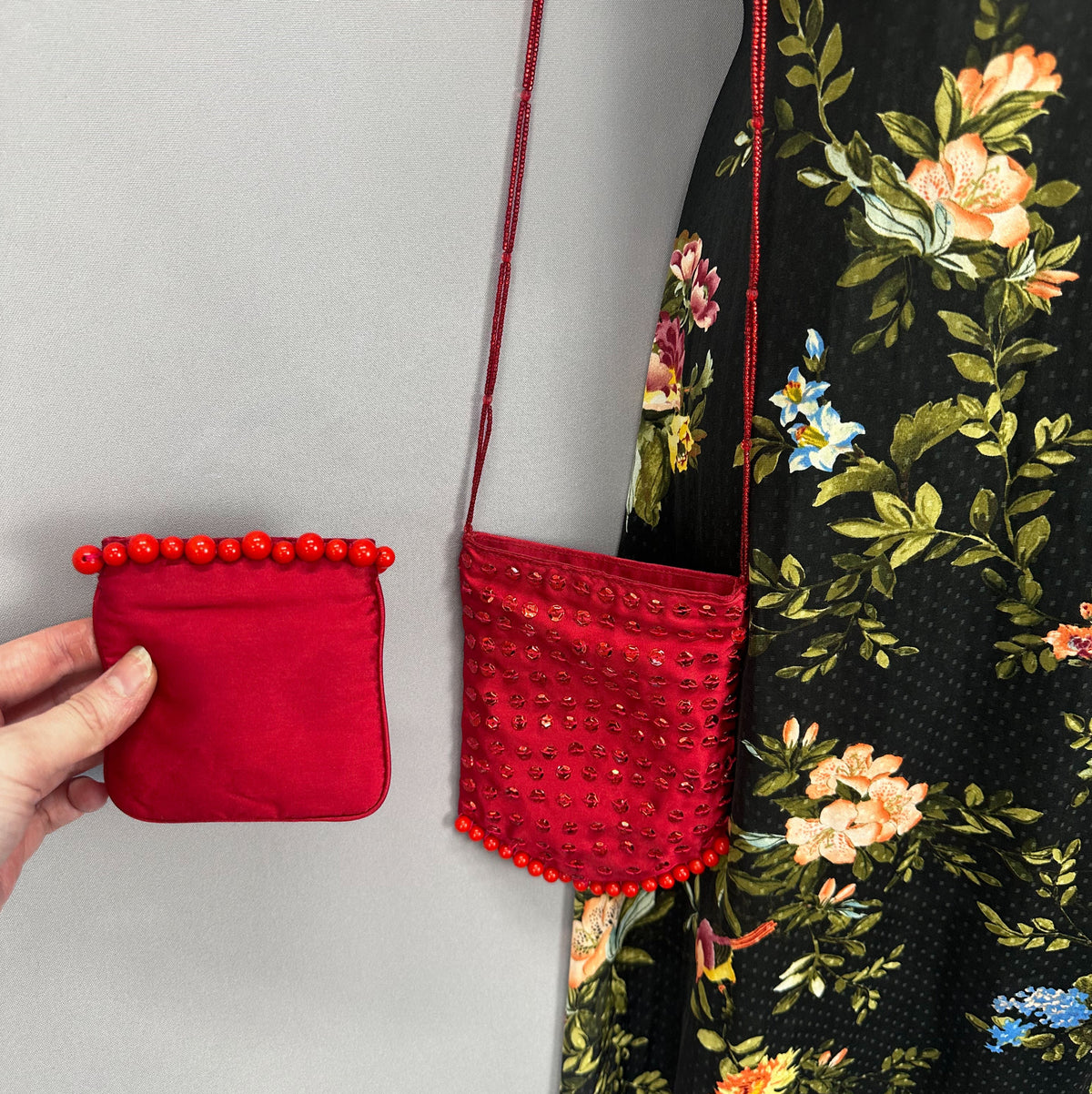 Stylish Reworked By Nicolle evening One of a kind red sequin party Christmas bag & matching purse