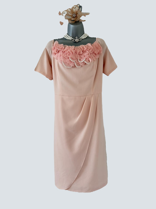 Kaleidoscope pale pink beaded detail ruffle wedding knee length Dress 18