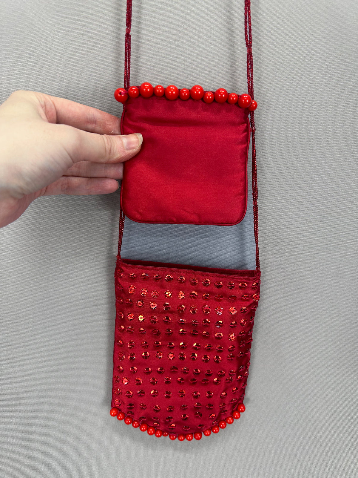 Stylish Reworked By Nicolle evening One of a kind red sequin party Christmas bag & matching purse