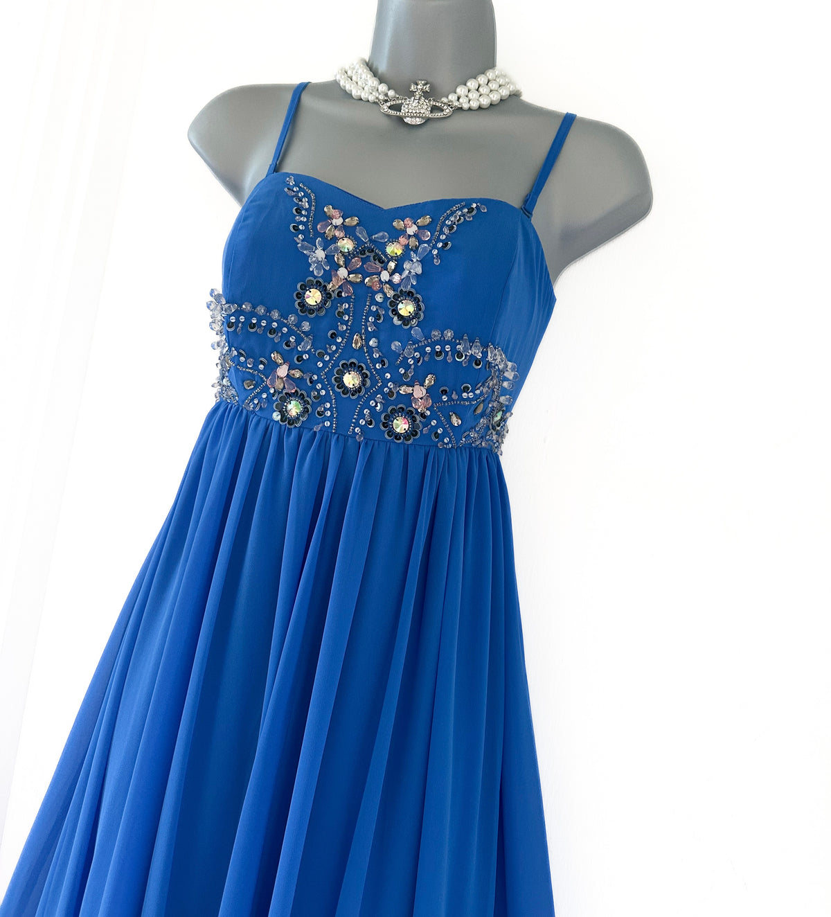 ASOS blue embellished wedding/prom/evening very long maxi dress size 12