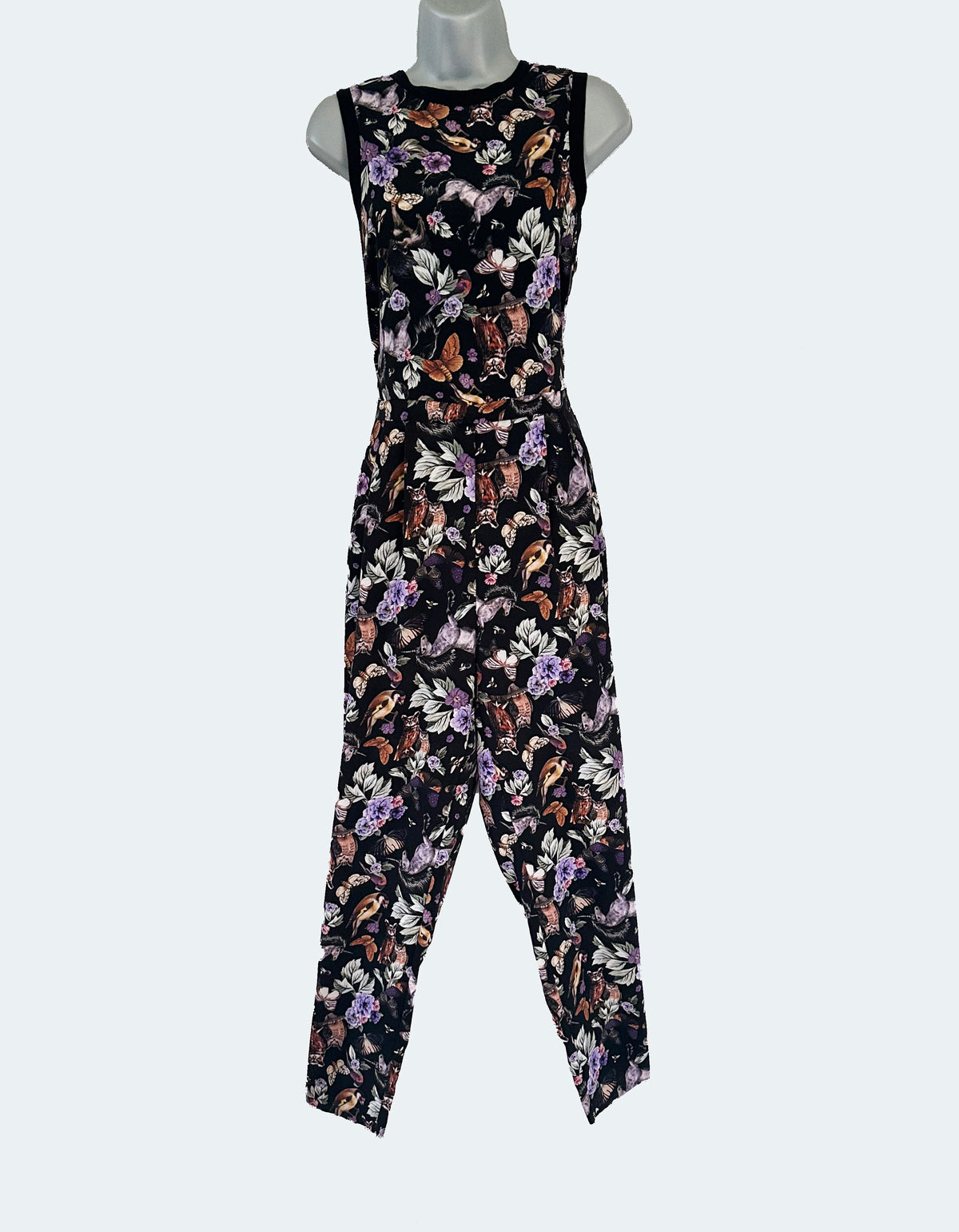 Bnwt M&S Collection limited edition black multi printed quirky jumpsuit size 10