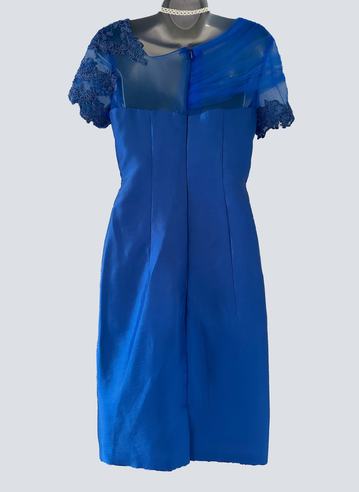 No label royal blue embroidered mother of the bride knee length occasion dress size 8