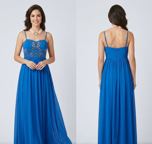 ASOS blue embellished wedding/prom/evening very long maxi dress size 12