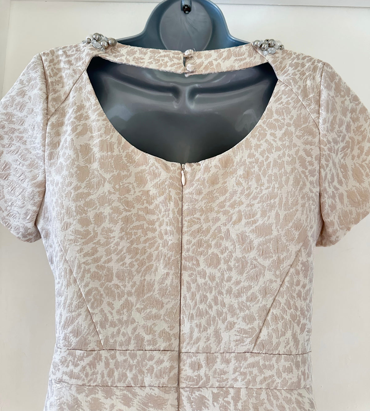 M&S Collection champagne beaded neckline mother of the bride a-line dress 16