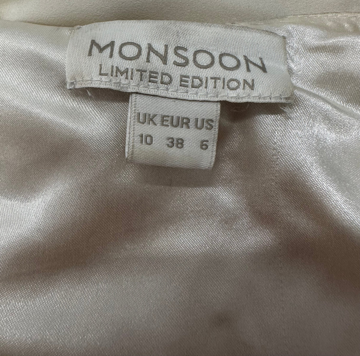 Exquisite Monsoon cream beaded limited edition  wedding mother of the bride/groom dress uk 10