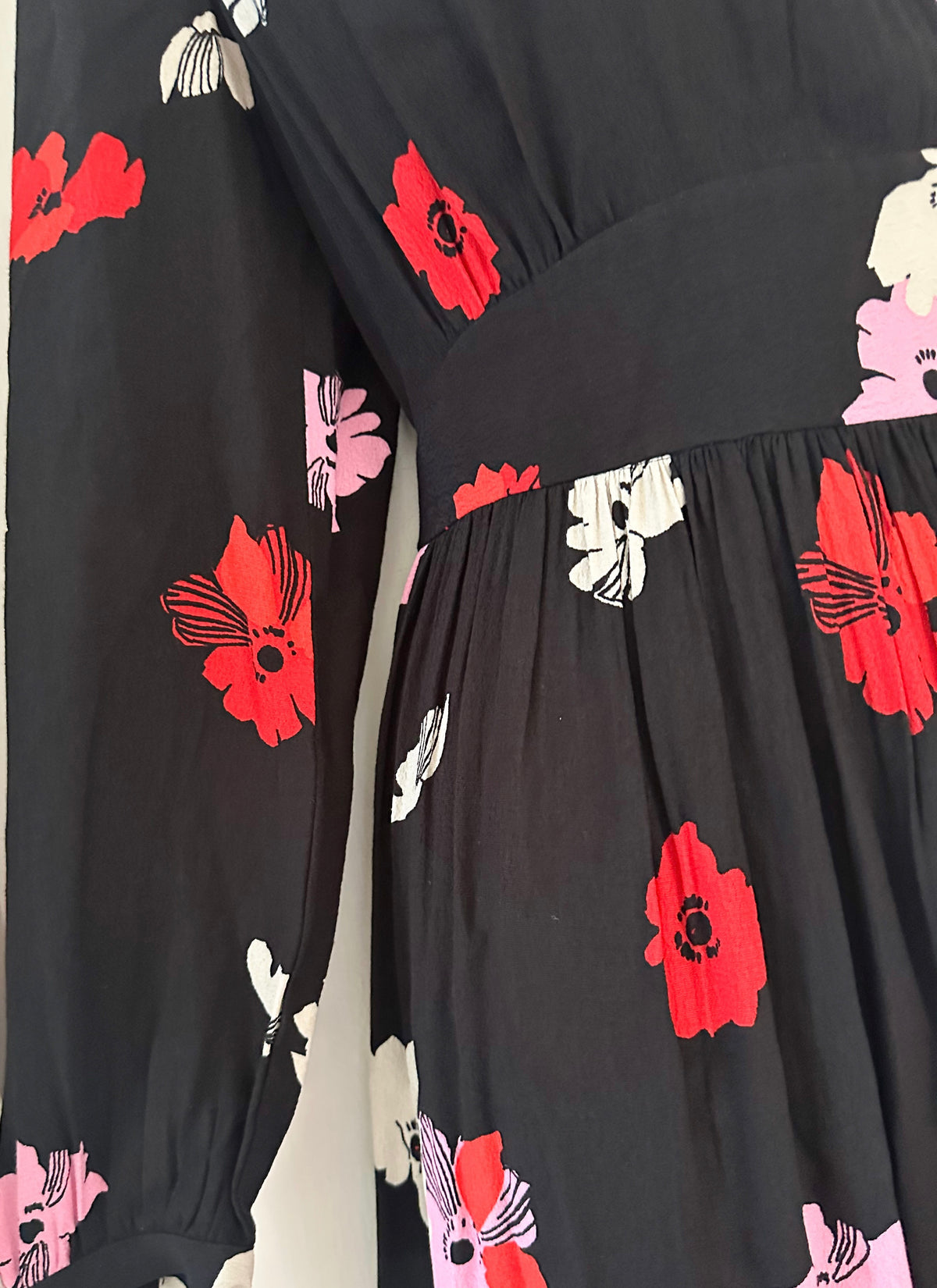 BNWT m&s collection black multi floral v-neck long dress size 8