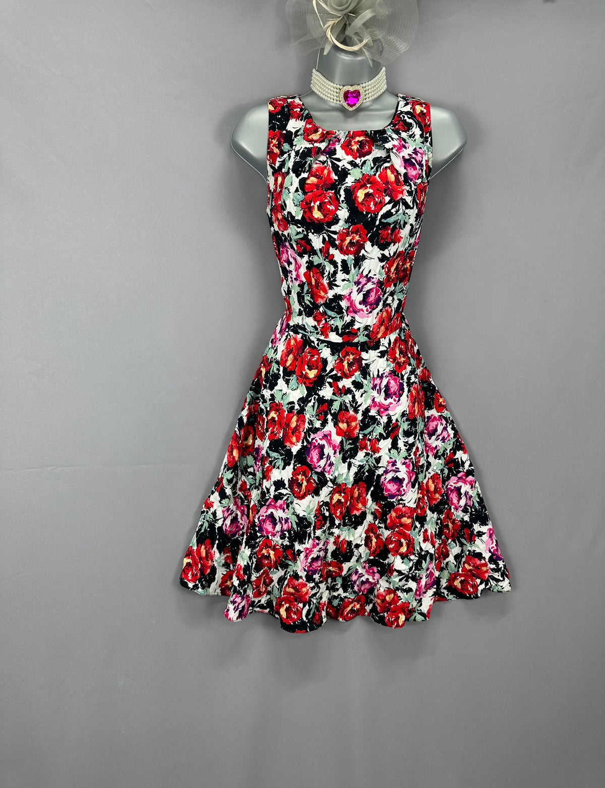 Colourful Wallis multi print floral wedding formal races  above knee a-line dress 10