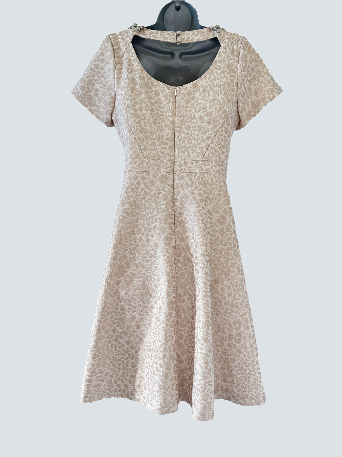 M&S Collection champagne beaded neckline mother of the bride a-line dress 16
