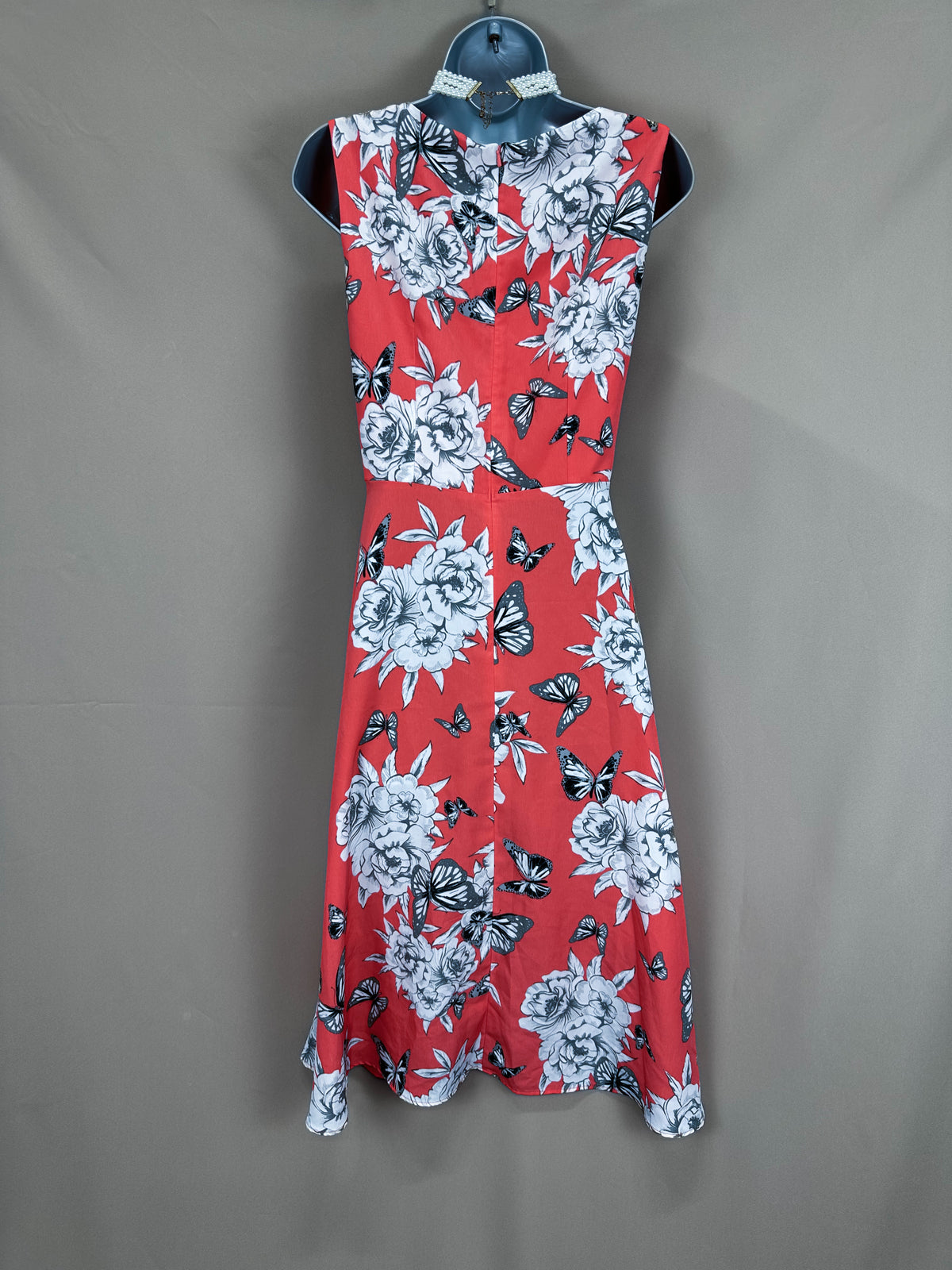 Papaya weekend dark peach multi floral a-line occasion midi dress size 12
