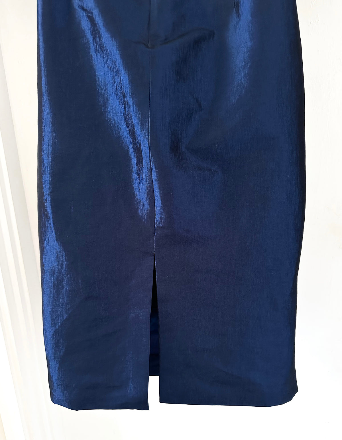 Ispirato navy shiny 3/4 sleeve fitted mother of the bride occasion midi dress size 10