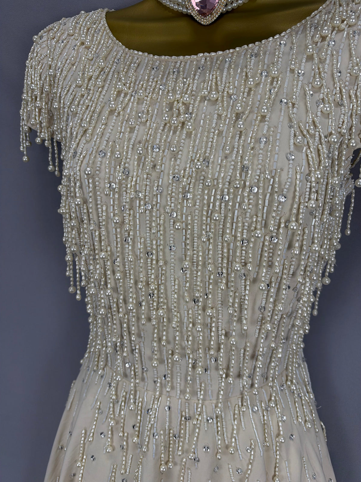 Exquisite Monsoon cream beaded limited edition  wedding mother of the bride/groom dress uk 10