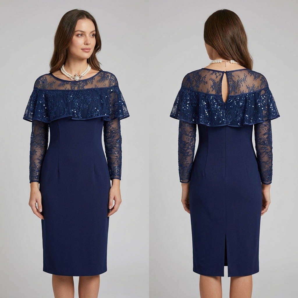 New Veromia navy lace mother of the bride/groom padded bust wedding  dress uk 10
