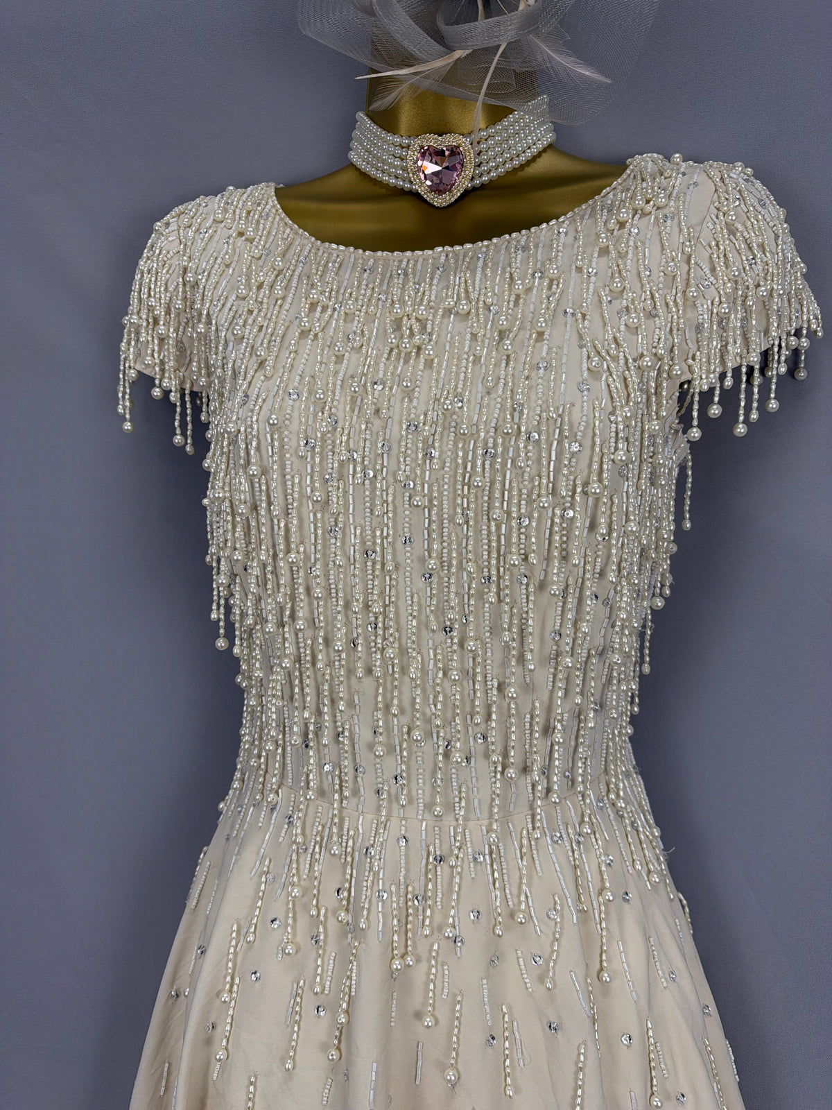 Exquisite Monsoon cream beaded limited edition  wedding mother of the bride/groom dress uk 10