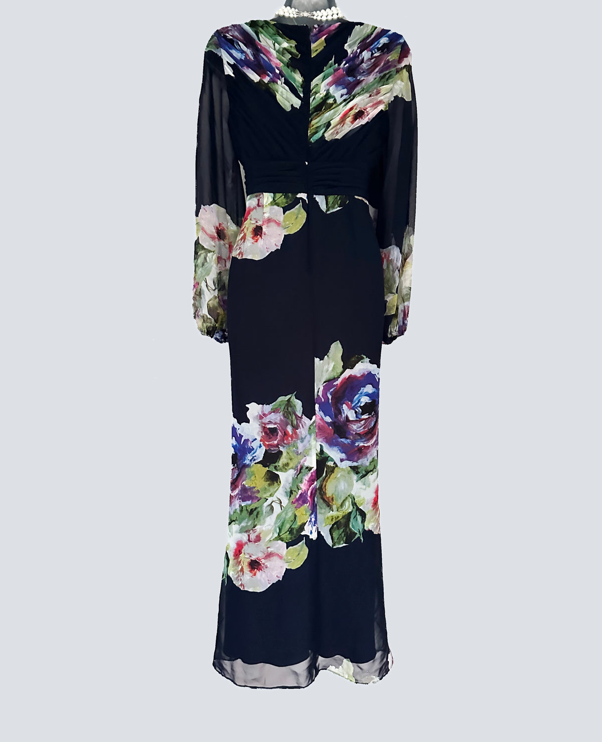 Adrianna Papell navy floral multi occasion wedding long maxi dress size 8