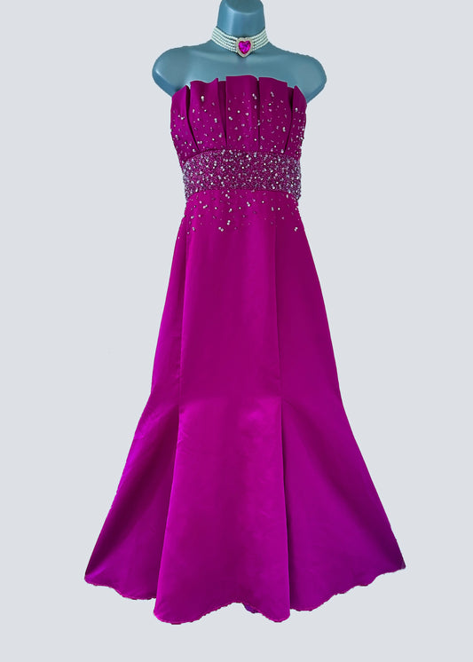 Betsy & Adam magenta embellished sleeveless prom/occasion/wedding long maxi dress size 16