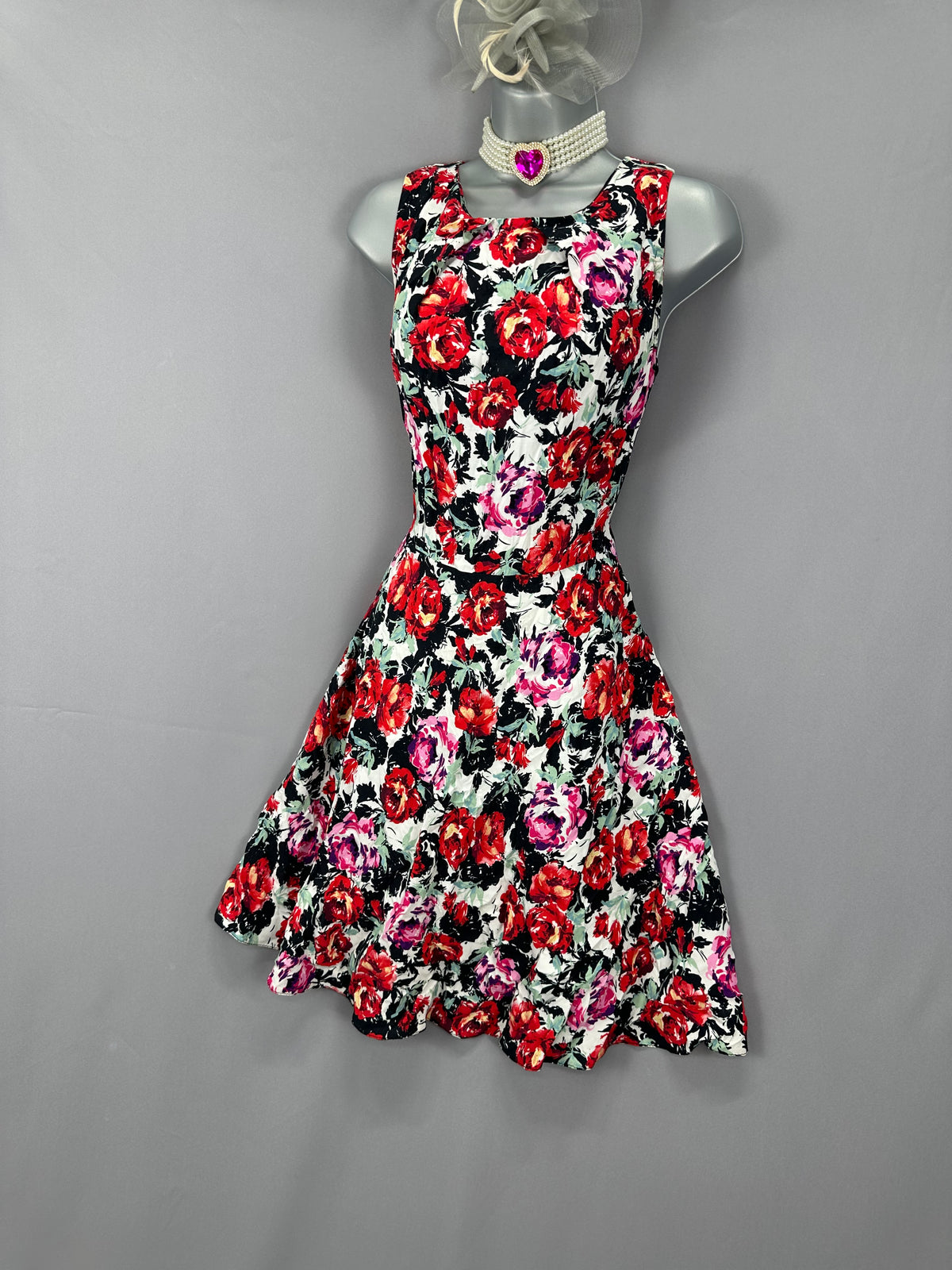 Colourful Wallis multi print floral wedding formal races  above knee a-line dress 10