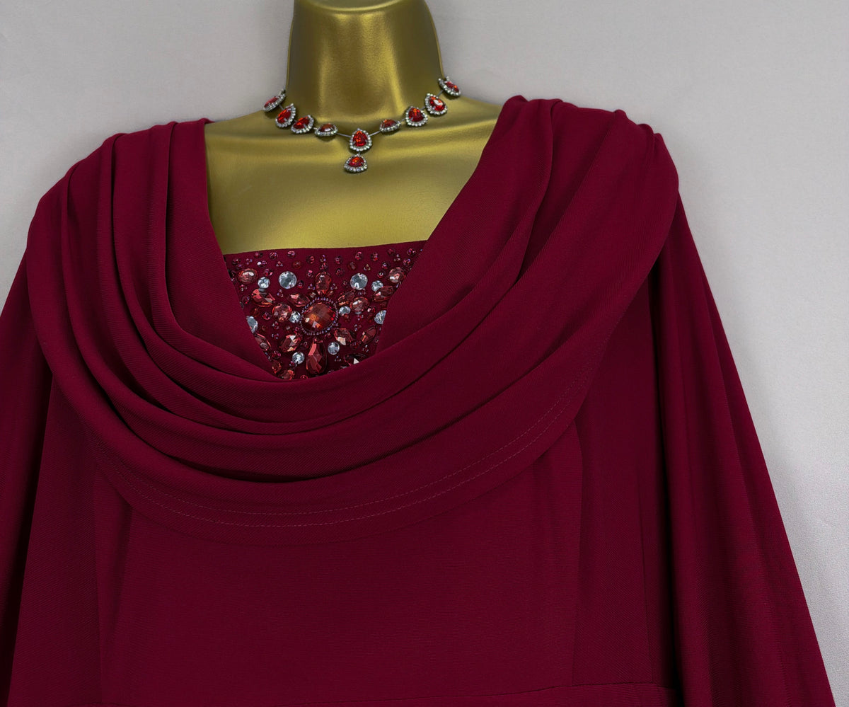 Stunning Nightingales black tie dark red jewel Christmas party long dress uk 22