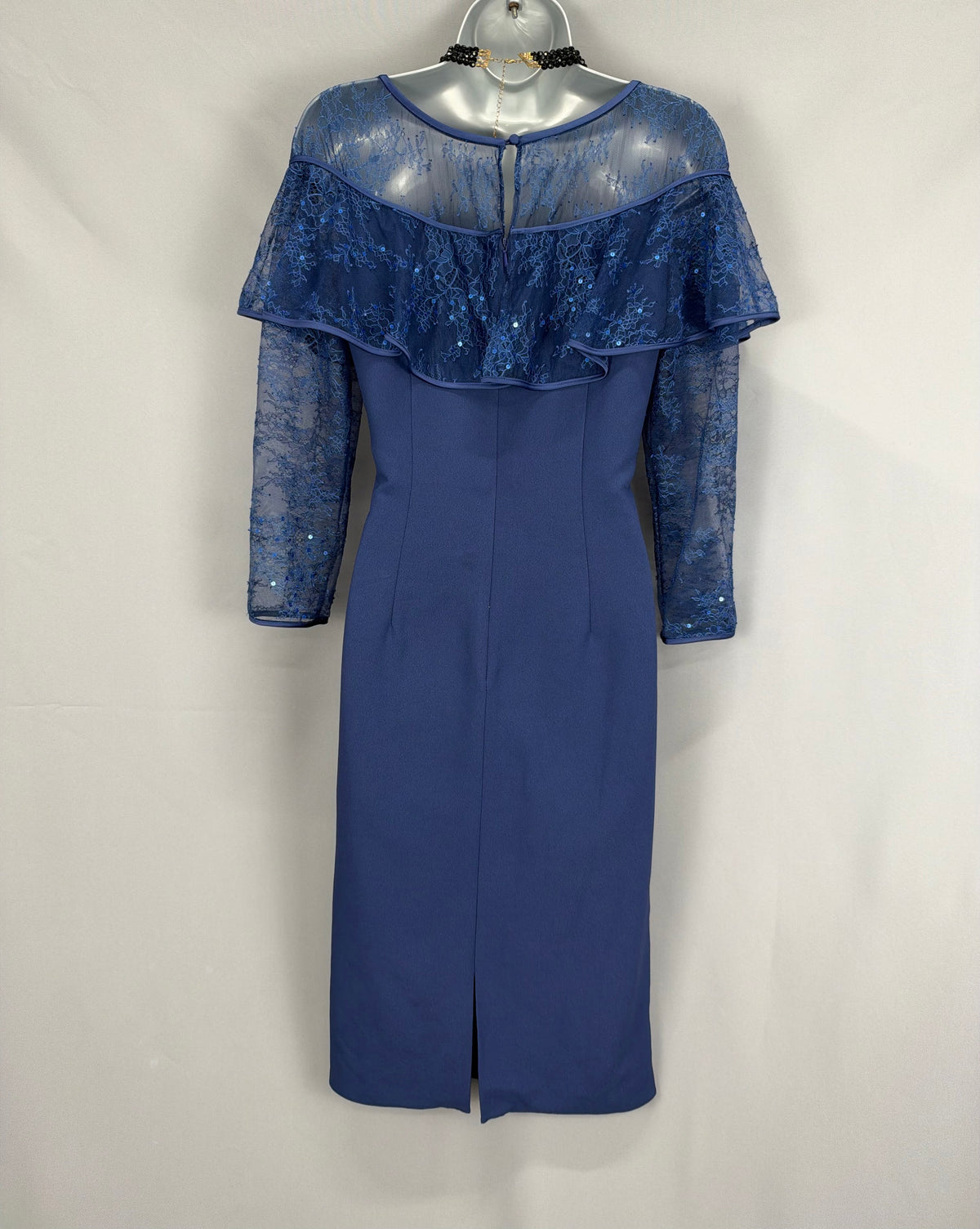 New Veromia navy lace mother of the bride/groom padded bust wedding  dress uk 10