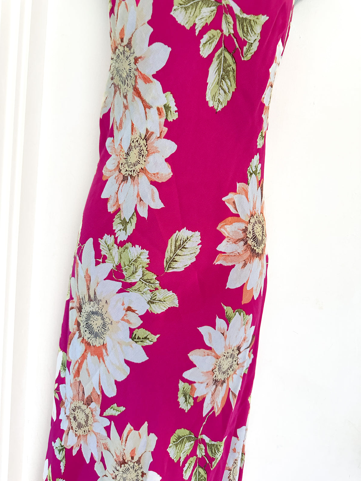Satsuma London pink floral multi sleeveless summer holiday long maxi dress size 10