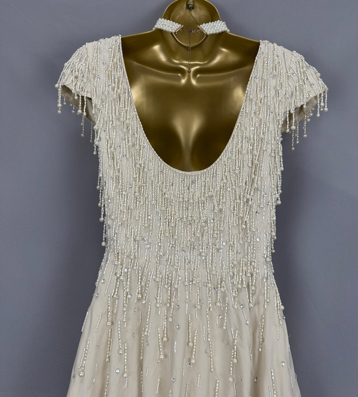 Exquisite Monsoon cream beaded limited edition  wedding mother of the bride/groom dress uk 10