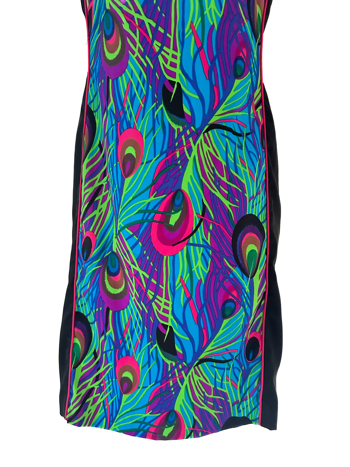 Definitions black multi peacock feather slim fit occasion above  knee dress 10