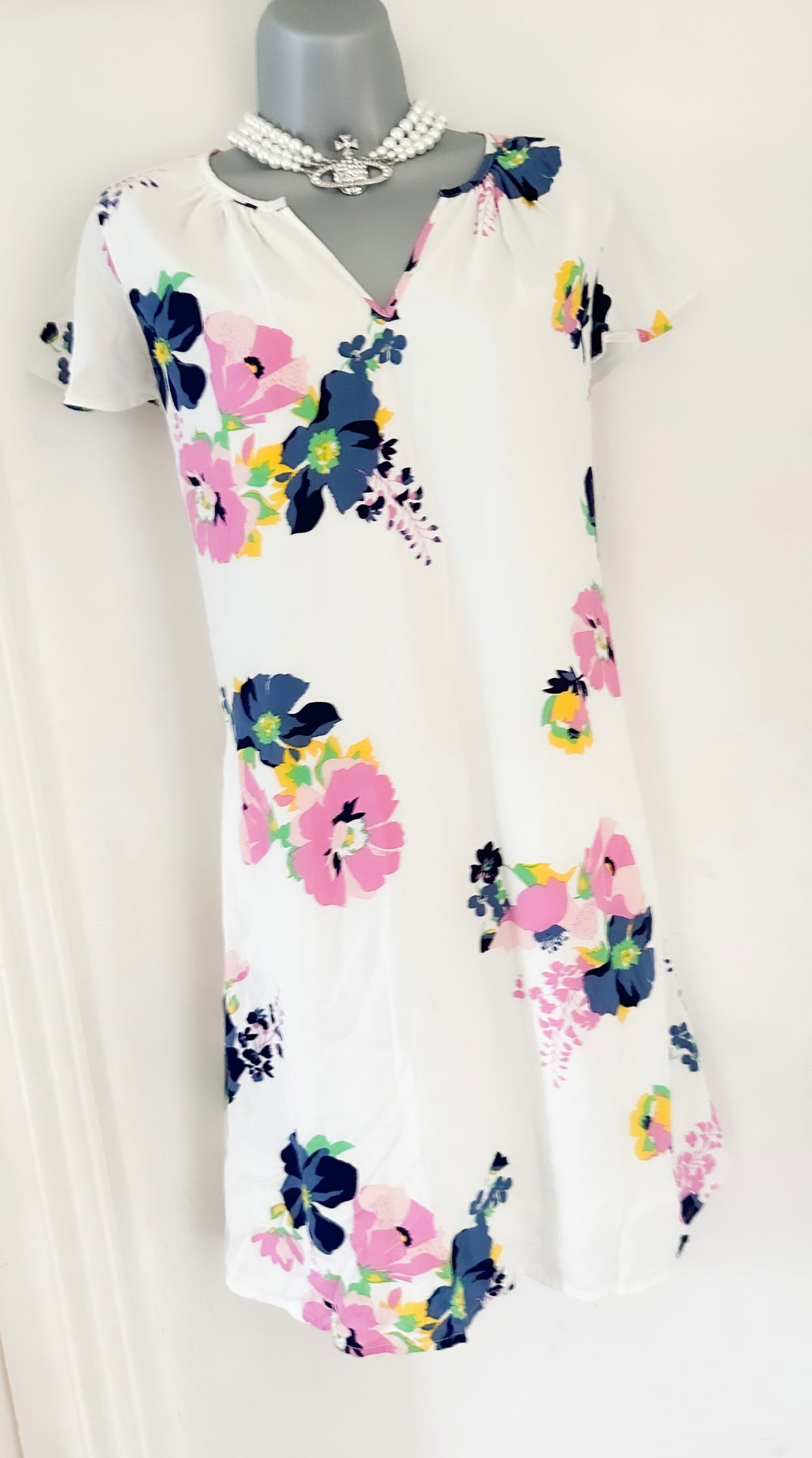 Bnwt Gap white floral relaxed summer short tunic dress size S (Uk 8-10)