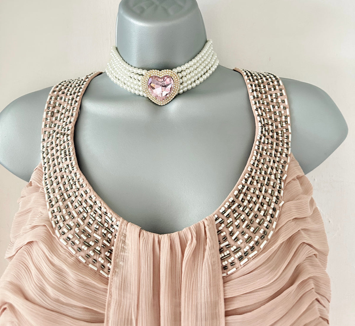 Bnwt Frock and Frill beaded detail nude over the knee occasion dress size 22