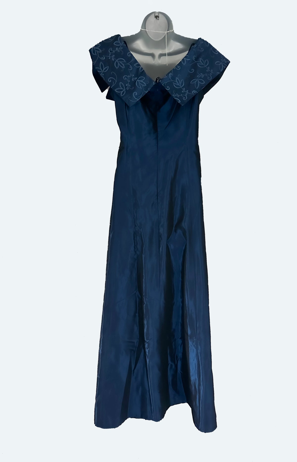Chou Chou midnight blue embroidered/bow detail occasion long evening dress size 14