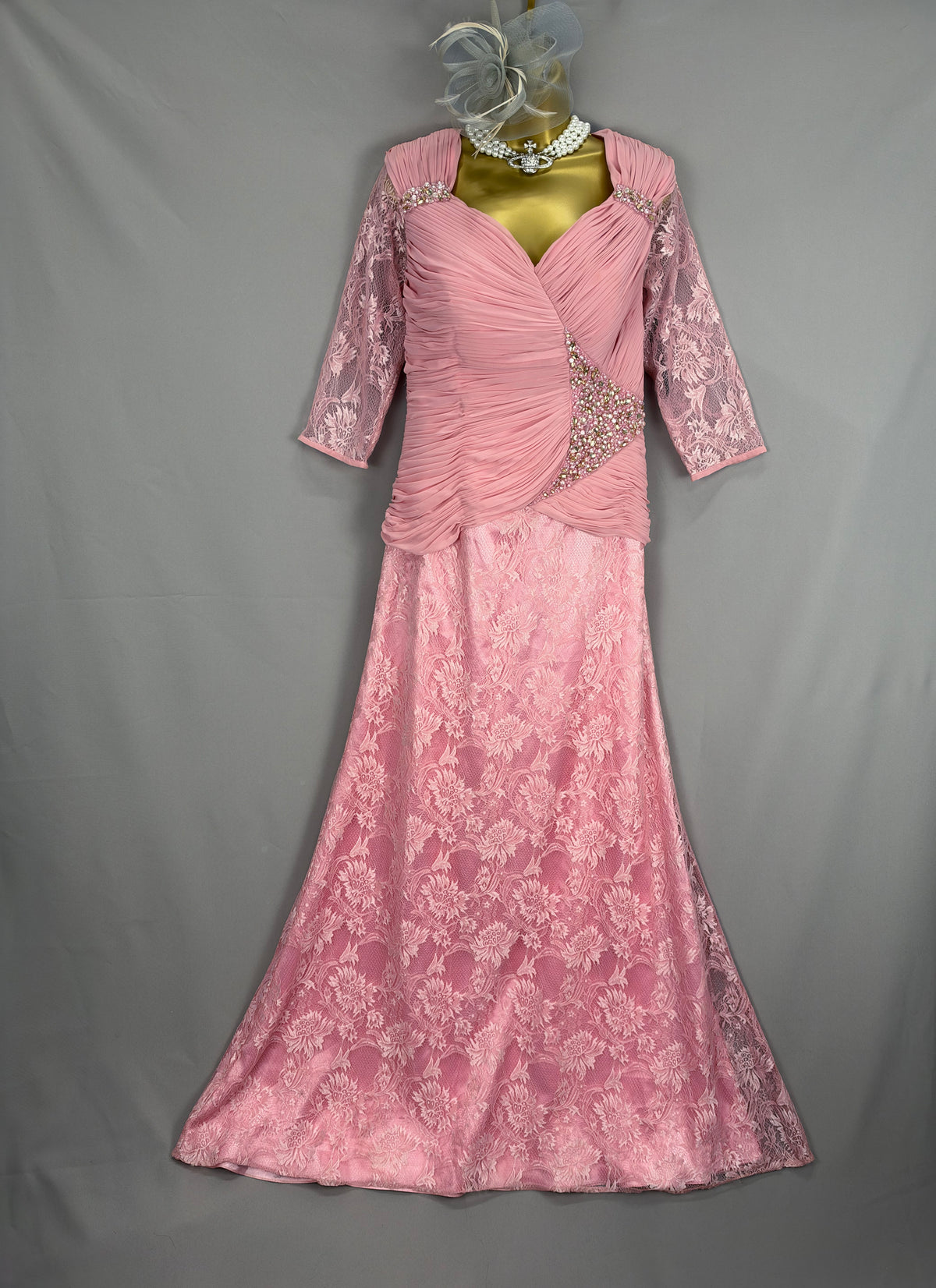 Stunning Zeila Donna pink lace diamanté mother of the bride/groom  wedding guest long dress uk 14