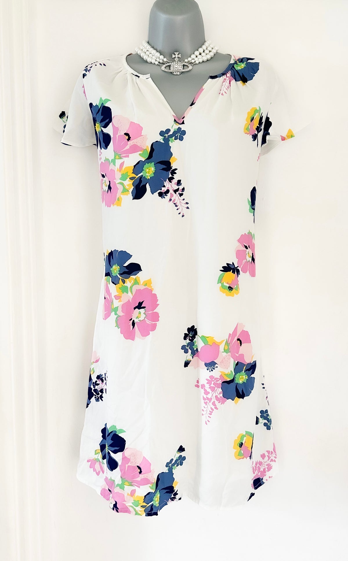 Bnwt Gap white floral relaxed summer short tunic dress size S (Uk 8-10)