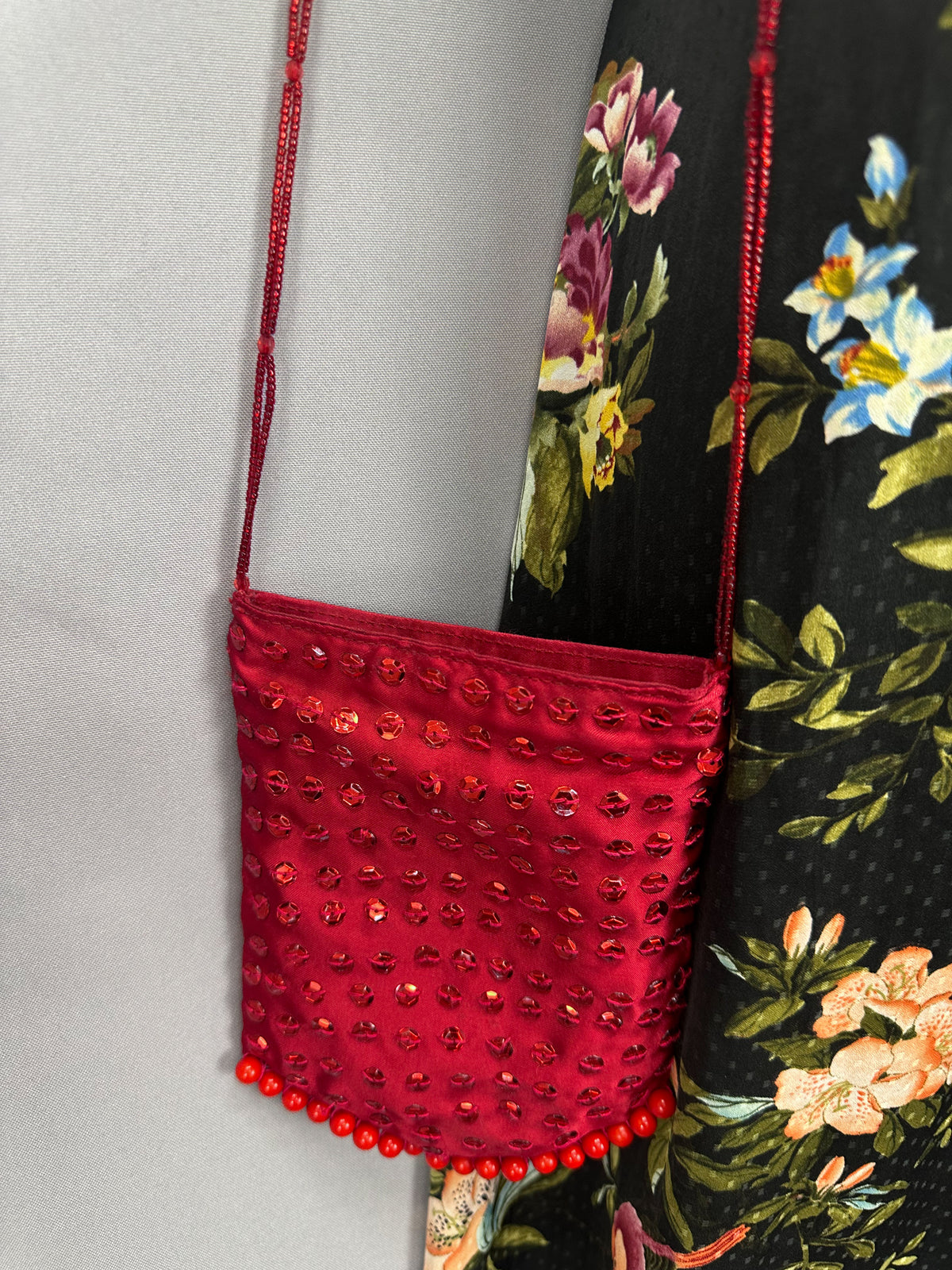 Stylish Reworked By Nicolle evening One of a kind red sequin party Christmas bag & matching purse