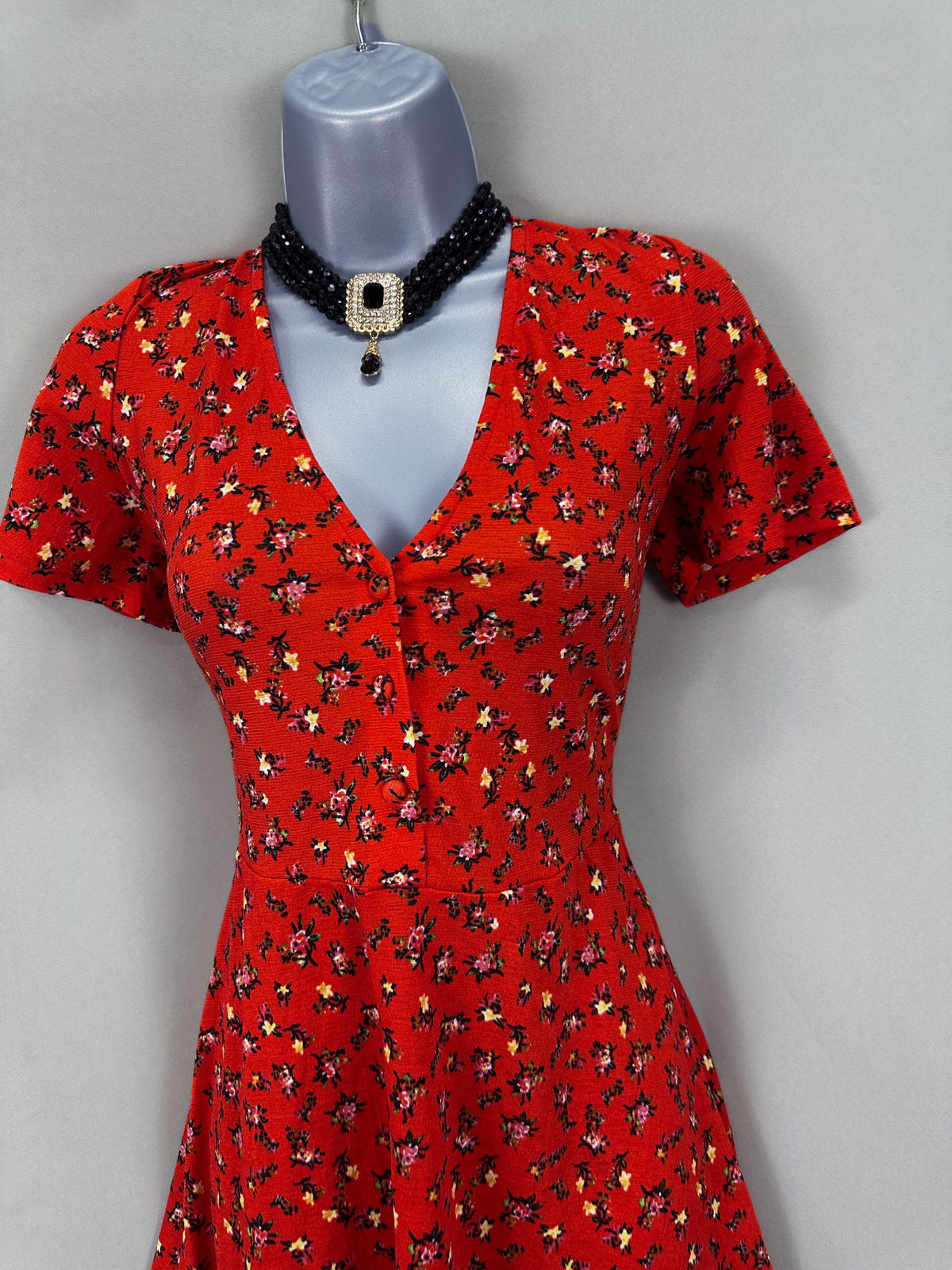Stunning Zara burnt orange multi floral print short sleeve a-line short pretty dress 8