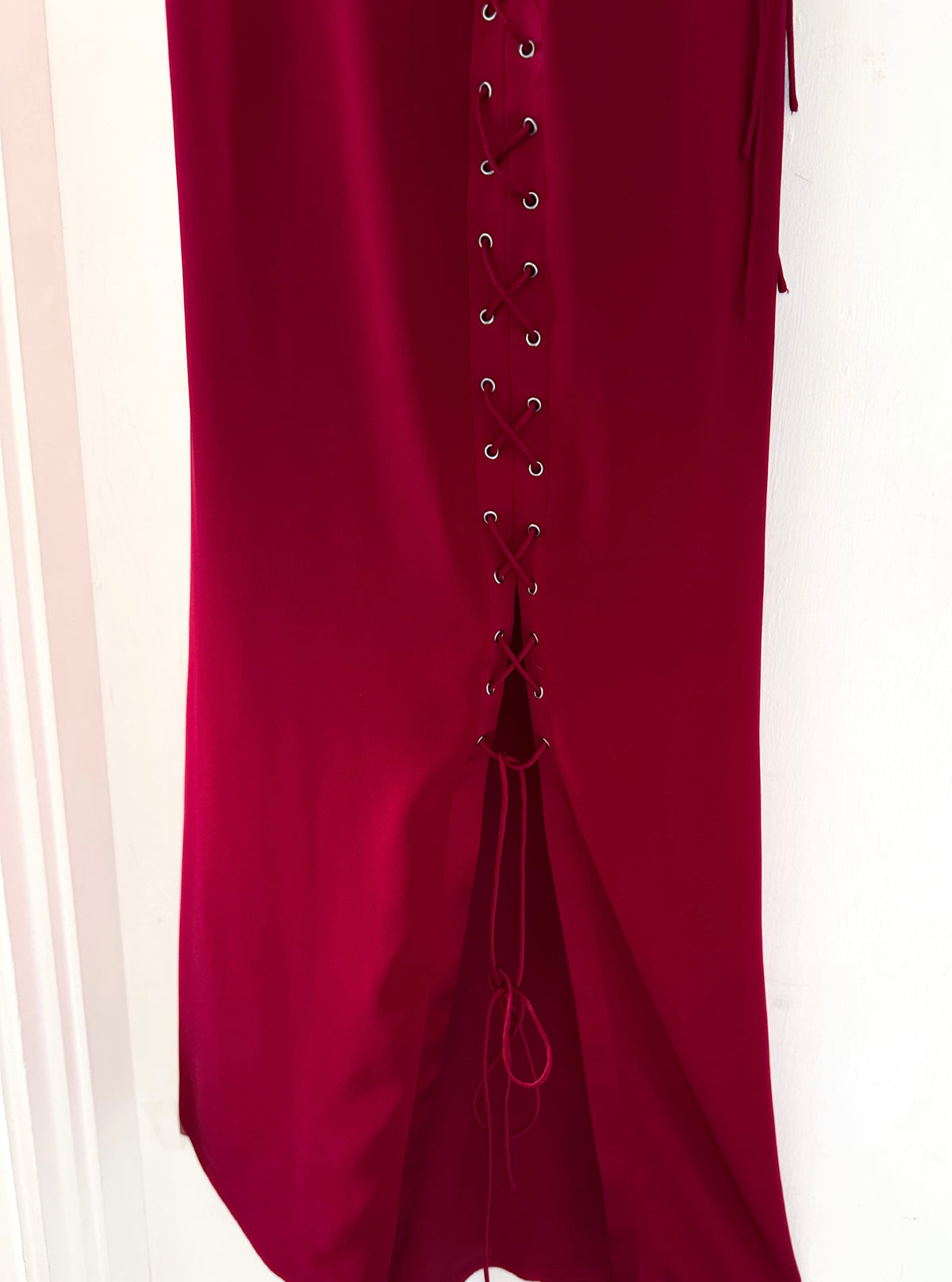 John Charles red one shoulder lace up formal occasion evening long maxi dress 12