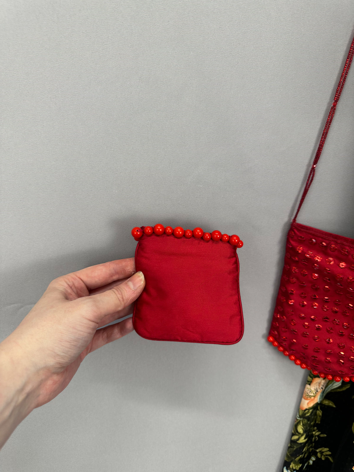 Stylish Reworked By Nicolle evening One of a kind red sequin party Christmas bag & matching purse