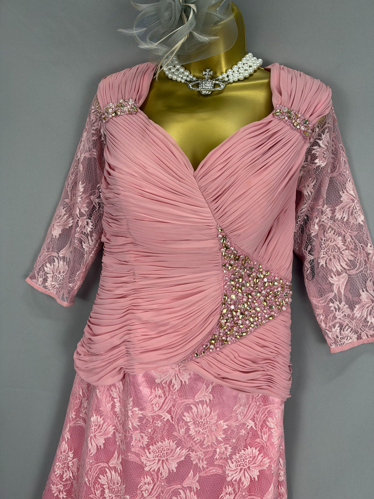 Stunning Zeila Donna pink lace diamanté mother of the bride/groom  wedding guest long dress uk 14