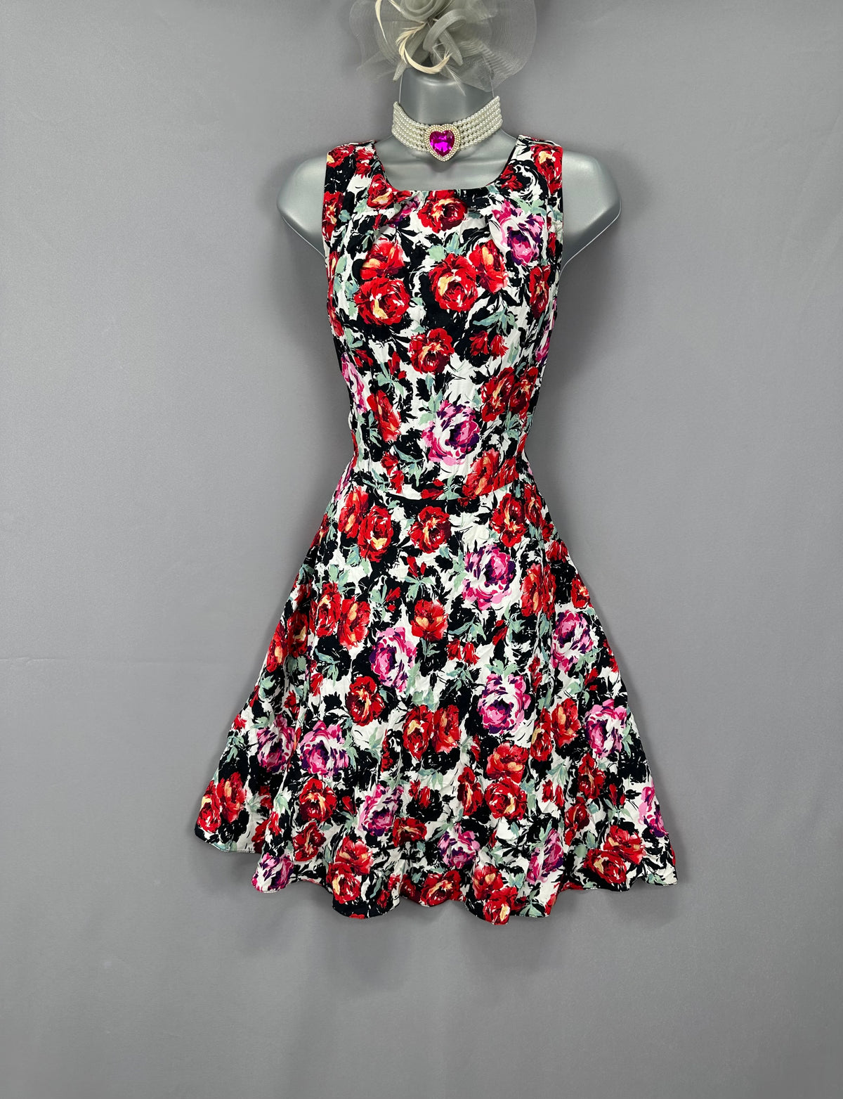 Colourful Wallis multi print floral wedding formal races  above knee a-line dress 10
