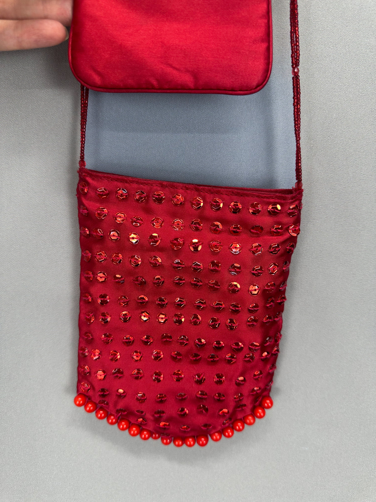 Stylish Reworked By Nicolle evening One of a kind red sequin party Christmas bag & matching purse