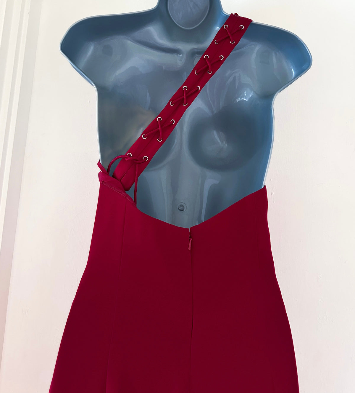 John Charles red one shoulder lace up formal occasion evening long maxi dress 12